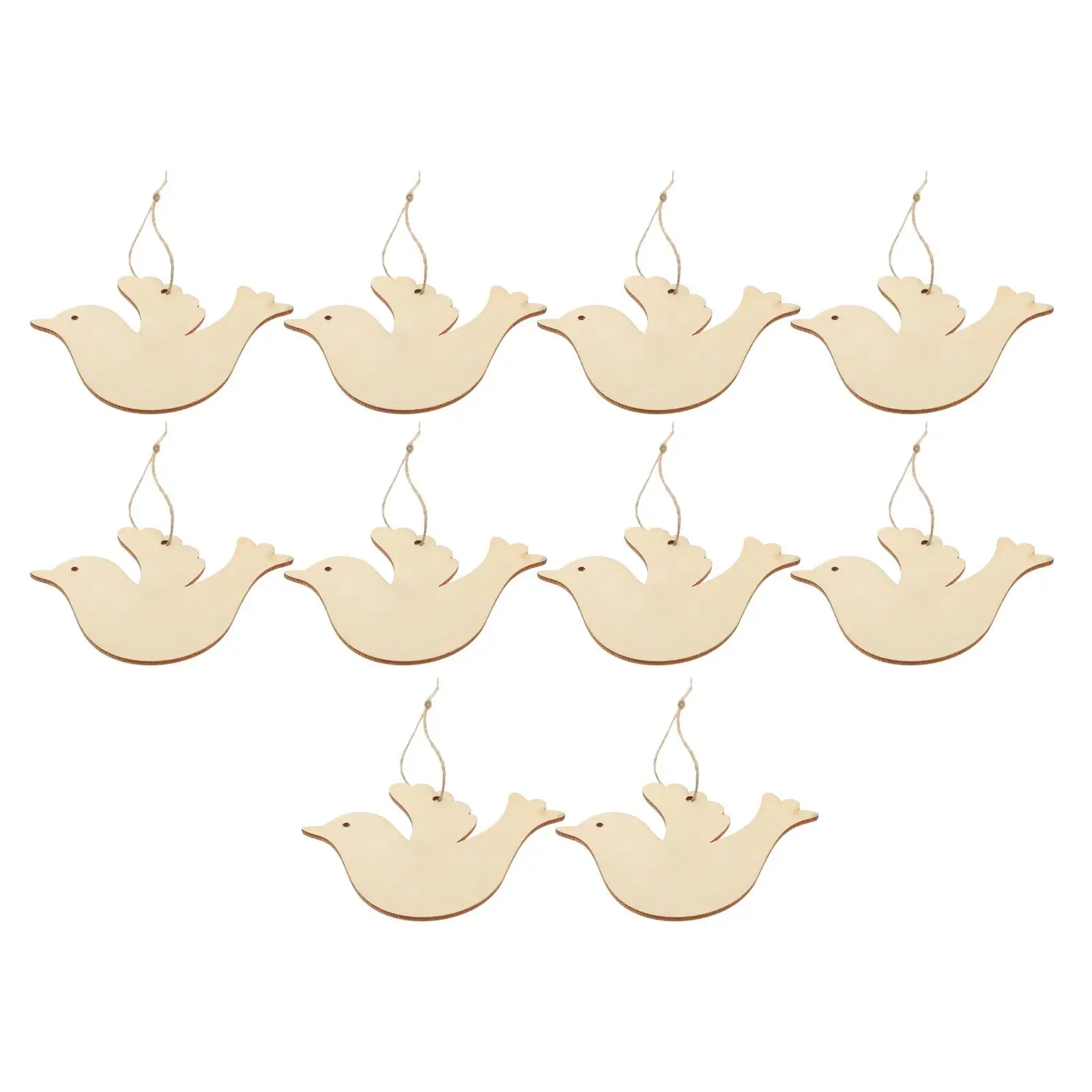 

50pcs Wooden Christmas Bird naments Craft Supplies Lightweight Beige Wood Slice DIY Decorations Hanging Home Decor
