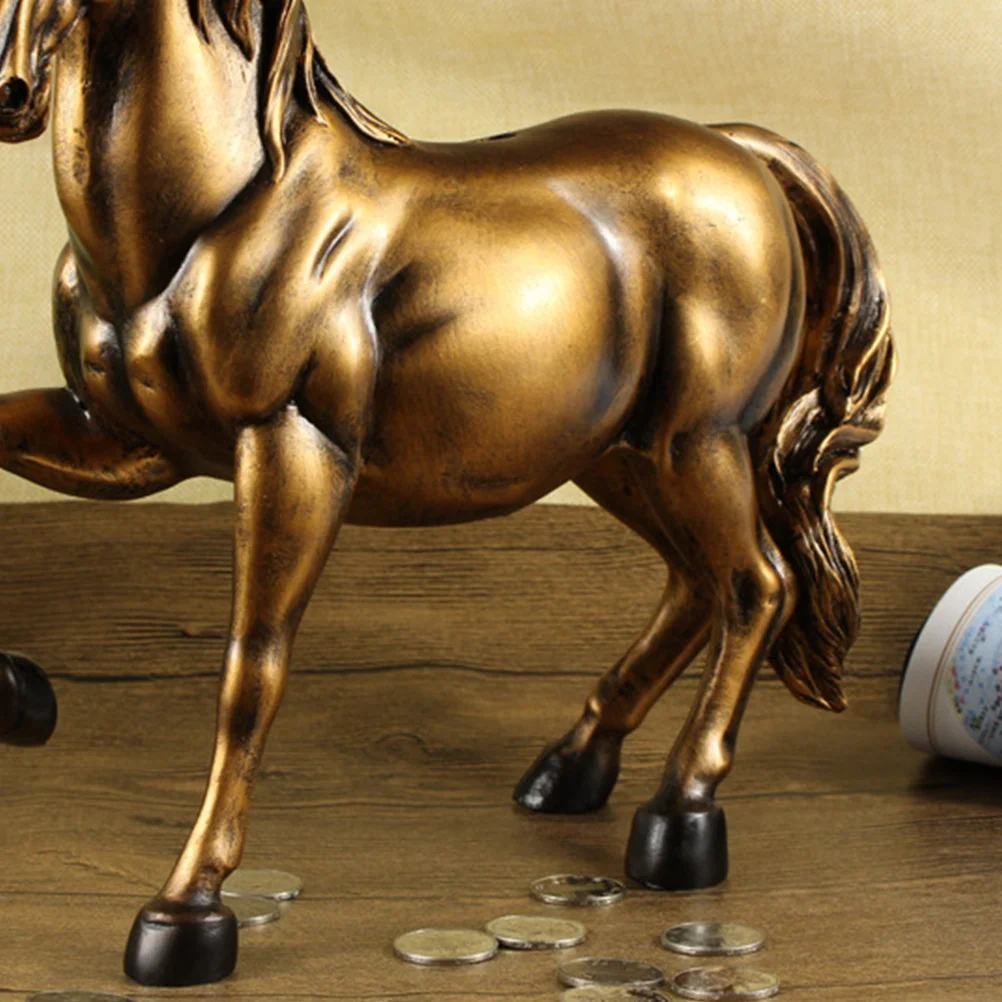 

1Pcs Resin Horse Money Box Stylish Saving Pot for Coins Bills Birthday Gift Large Storage Capacity Home Office Decorative