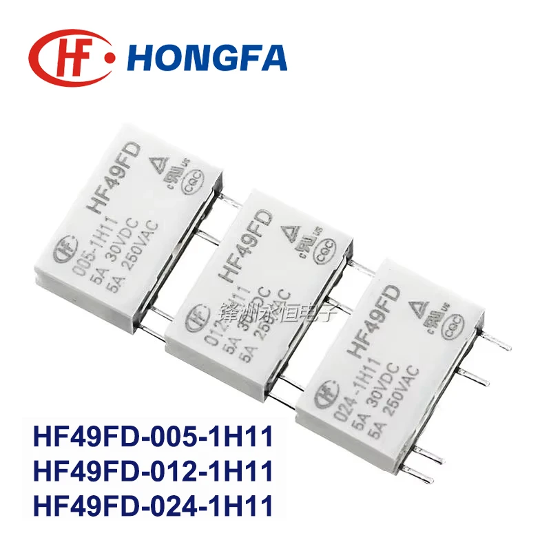 1Pcs HONGFA Relay HF49FD-005 012 024 -1H11 1H11T 1H12 1H12T 4Pin 5A 5V 12V 24V Miniature Power Relay