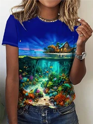 Summer Beautiful Scenery 3D Print T-shirts Women Streetwear Casual Fashion Y2k Short Sleeve T Shirt O-neck Tees Tops Clothing