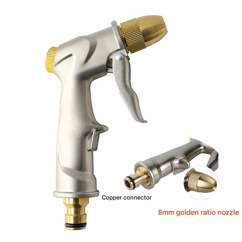 

Насадка-распылитель для садового шланга, сверхпрочная металлическая ручная насадка для воды, высокое давление, 4 режима распыления для полива растений и мойки автомобилей