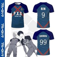 Blue Lock PXG Soccer Jersey Men's and Women Breathable Football Short-Sleeved T-Shirt Japanese Anime SHIDOU RIN Cosplay Costume
