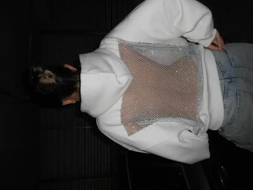 Y2K Neue Mode Schwarz Einfache Sexy Hohl Mesh Hoodie Transluzenten Pullover Sweatshirt Frauen Casual Lange Ärmel Jacke Streetwear