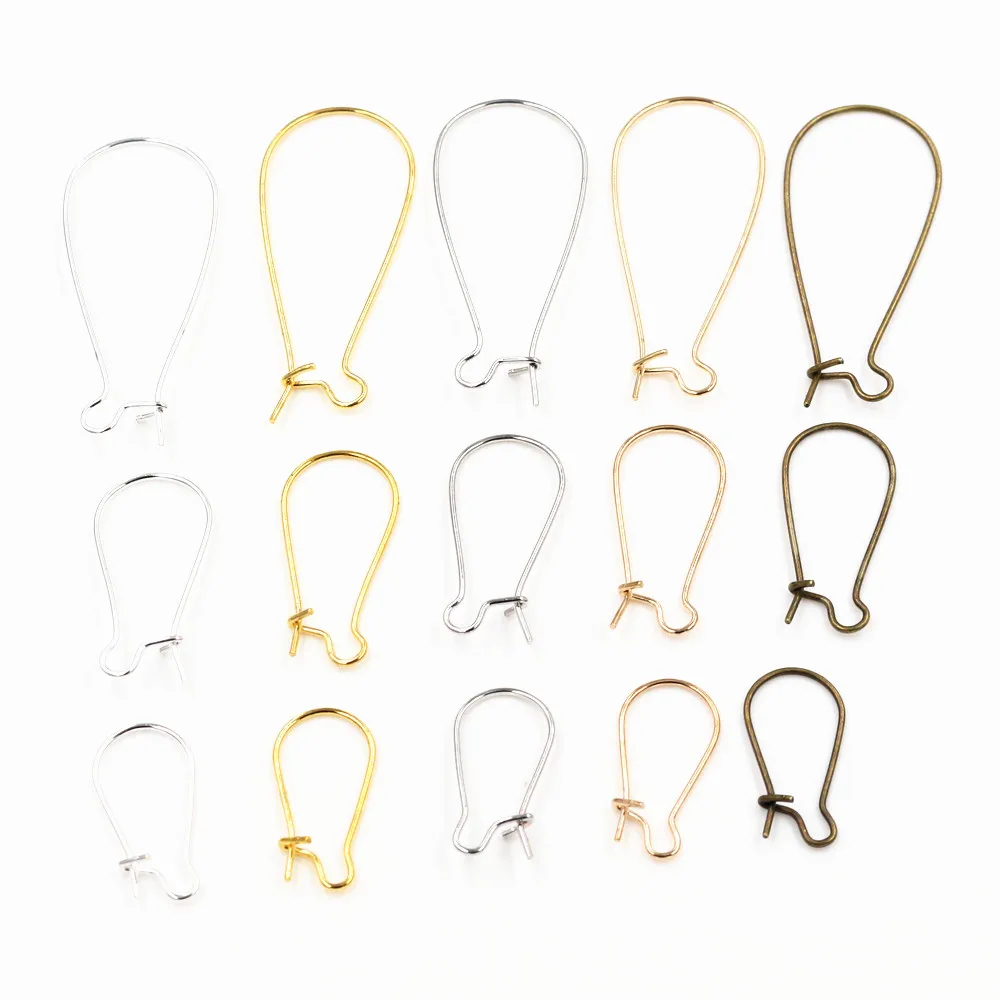 100pcs/Lot 9x18mm/11x24mm/16x38mm Silver Color /Rhodium/Gold Color Earring hooks Earring Ear Wires Findings DIY Jewelry Making