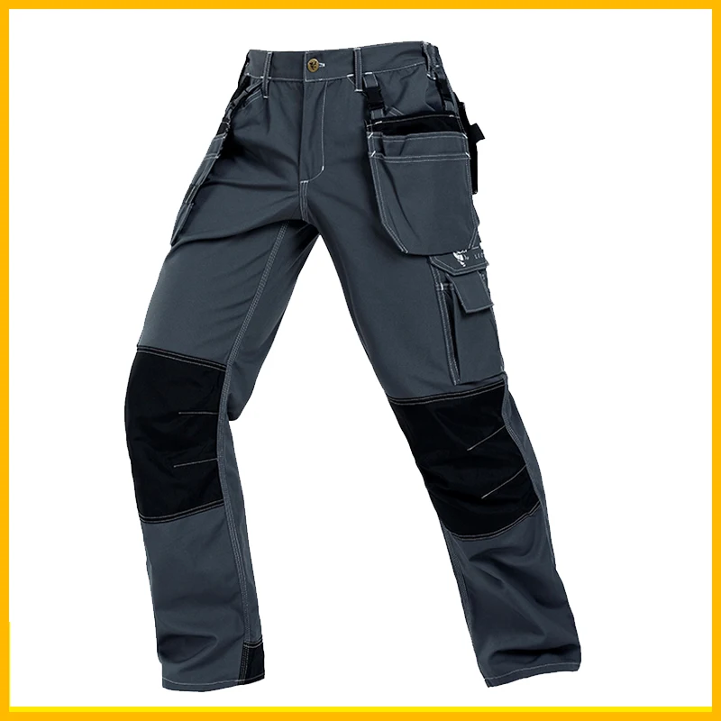 Bauskydd Mens Durable Mechanic Workwear Multi-pocket Grey Work Trousers Grey Working Pants Men