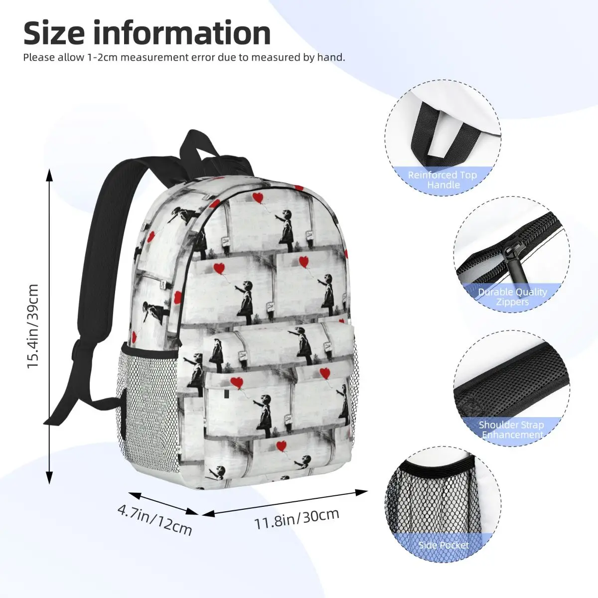 Banksy Street Pop Art Square Backpack Student Boys Girls BookBag Men Women School Bag Laptop Shoulder Bags