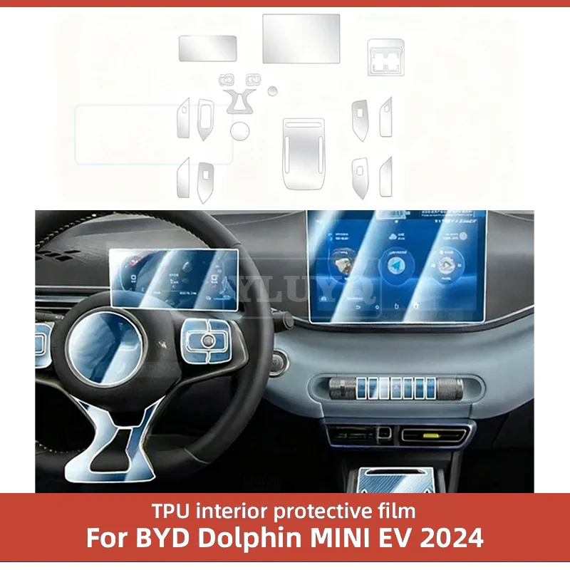 

Interior TPU for BYD Dolphin MINI EV Seagull 2024 Protective Film Cover Anti-Scratch Gearbox Panel Navigation Screen Automotive