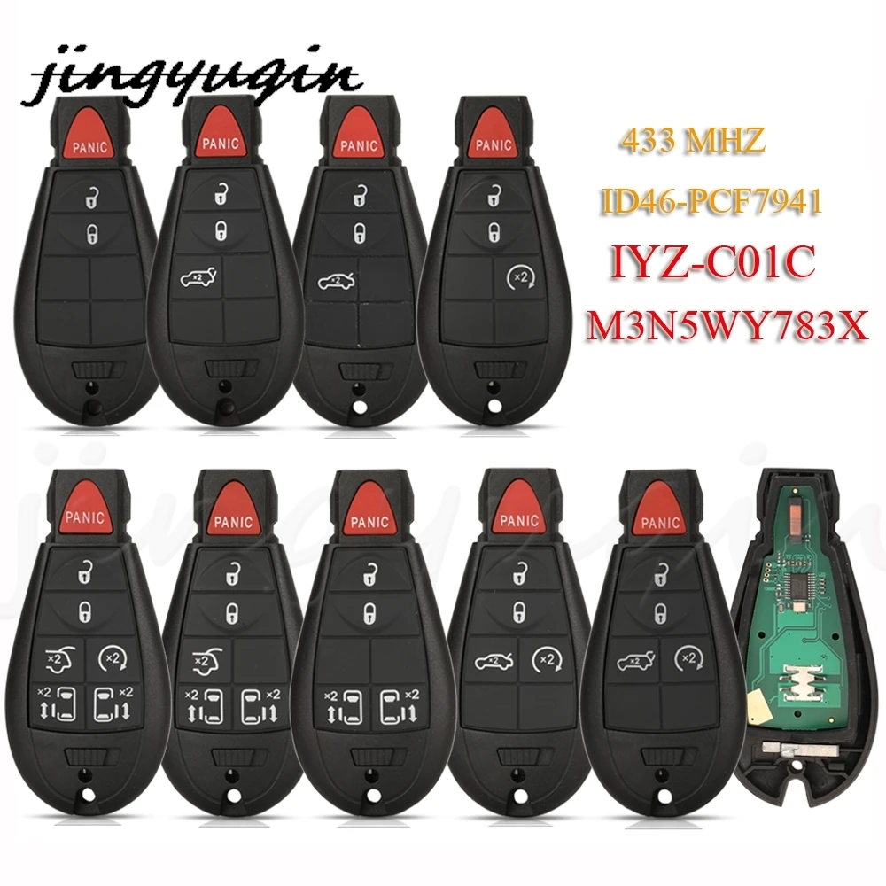 

jingyuqin M3N5WY783X IYZ-C01C Smart Remote Key Fod 433Mhz ID46 PCF7941 Chip For Chrysler Town & Country Dodge Caravan Journey