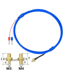 Cabeza de perno tipo K/PT100 M3 M4, 0,12 m, 0,5 m, 1m, 1,5 m, 2m, 3 m, cable de plástico, tornillo termopar para impresora 3D, sensor de temperatura