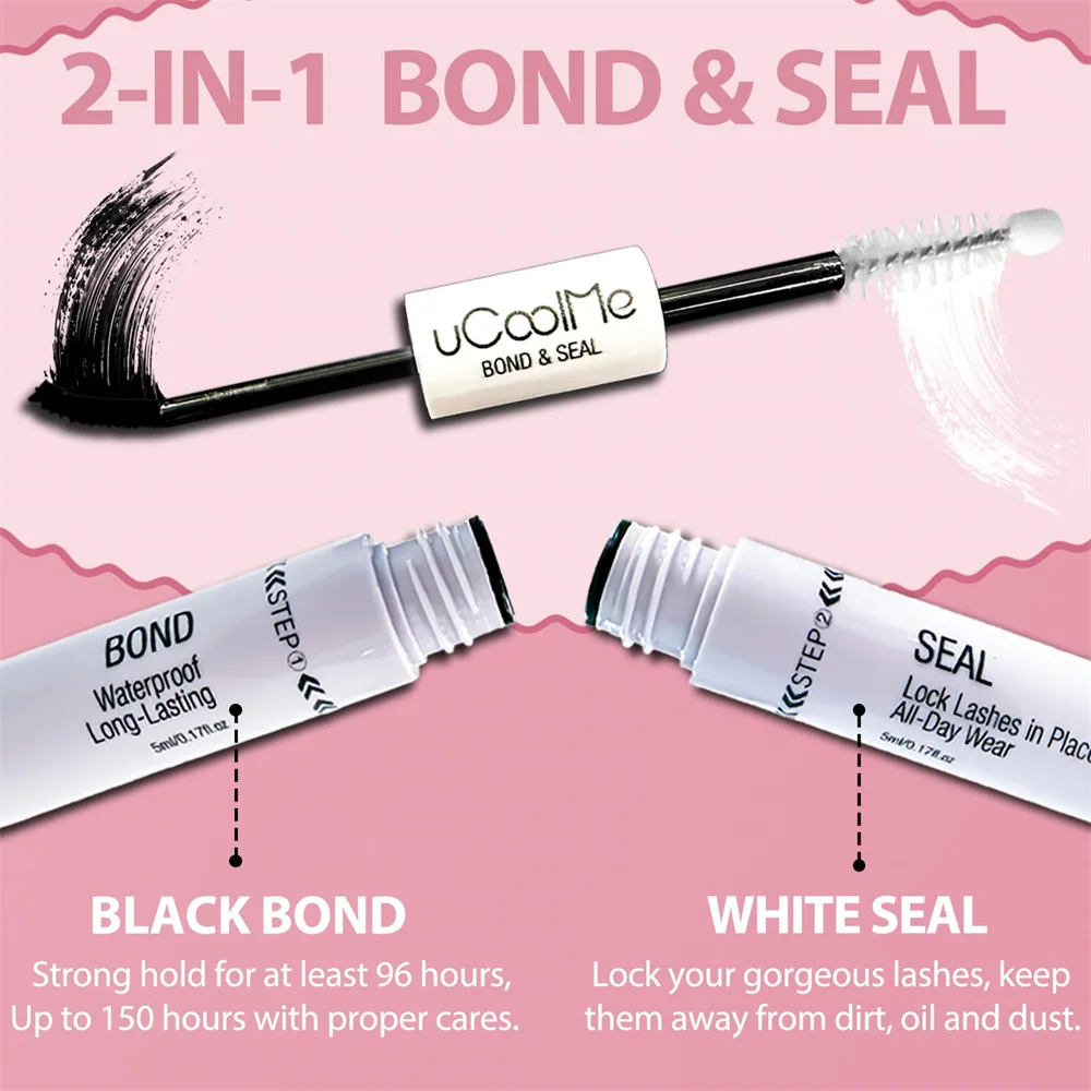 uCoolMe Lash Bond und Seal mit schnellem Kleberentferner, starkem Halt, 150 Stunden Wimpernverlängerung, wasserdichtes und langlebiges DIY-Make-up-Werkzeug – Detail 2