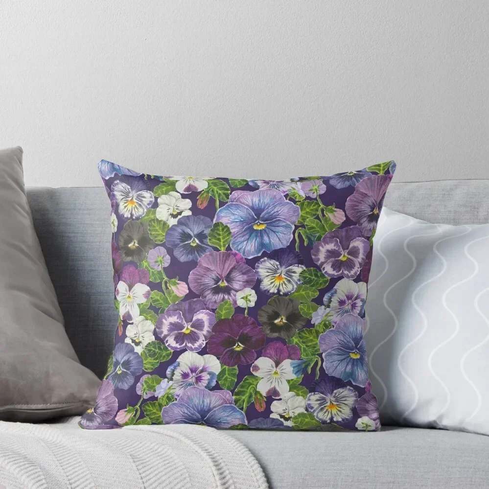 

Watercolor pansy flowers - purple mix Throw Pillow Rectangular Cushion Cover Cushions For Decorative Sofa pillow