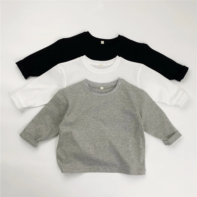 

2025 Autumn Children Long Sleeve T Shirts Boys Girls Solid Shirts Baby Cotton Tee Kids O-neck T Shirt Toddler Casual Tops