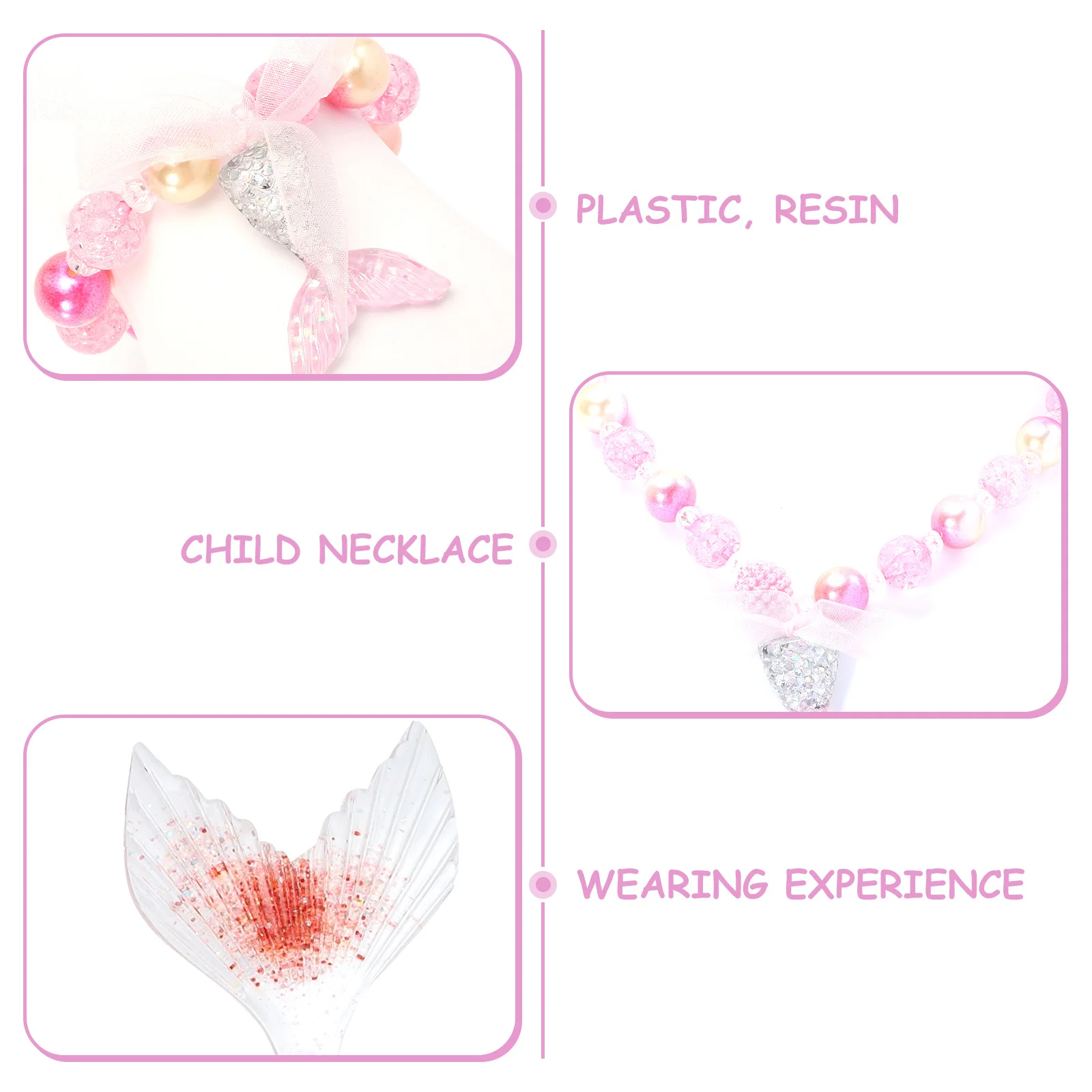 

Pearl Necklace Set Jewelry Decoration Mermaid Resin Beach Party Jewelries Child