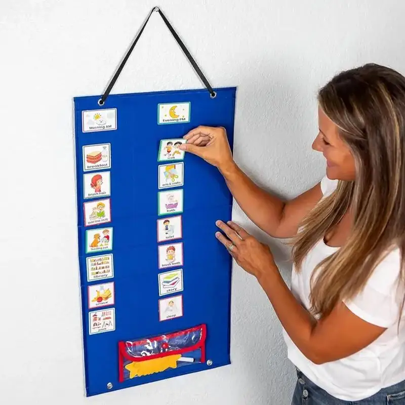 Tableau de calendrier mural pour enfants et tout-petits, calendrier visuel, tableau de routine 03 avec 72 cartes pour la maison et la famille