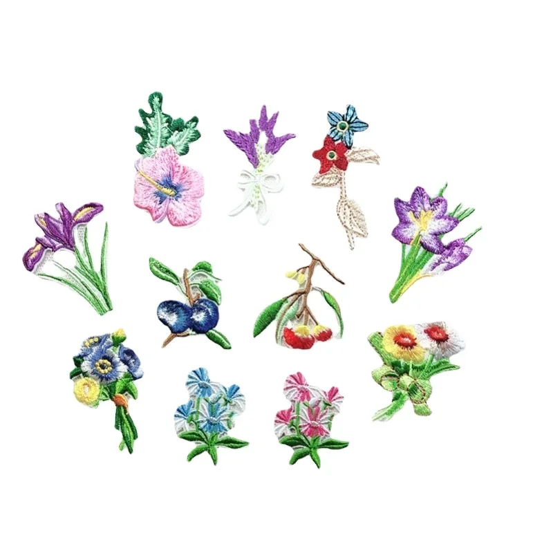 50pcs/Lot Luxury Embroidery Patch Flower Bunch Lily Daisy Shirt Dress Underwear Clothing Decoration Accessory Craft  Applique