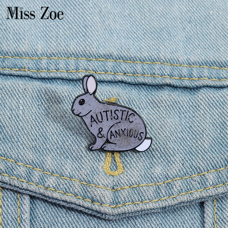 

AUTISTIC ANXIOUS Enamel Pins Custom Caring for Autism Brooches Lapel Badges Clothes Animal Jewelry Gift for Friends