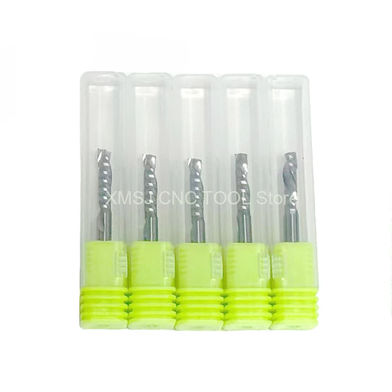 10Pcs UP & DOWN Cut One Flute Spiral Carbide Cutters 3.175/4/5/6/8mm - Mill Tool, CNC Router for Compression Wood End Mill