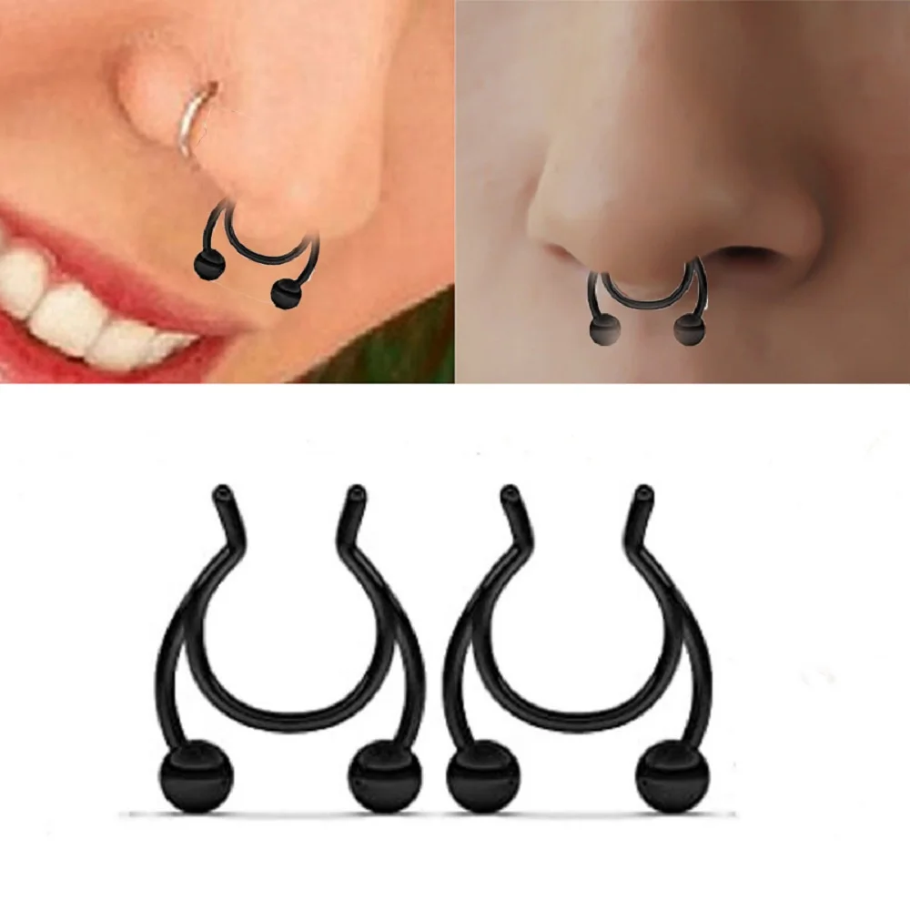 Jóia do corpo Piercing em aço inoxidável, piering falso do septo, septo nasal, anéis de nariz, 1pc