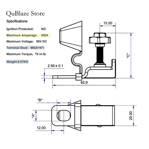 Imagen 2 del producto Fusible de batería MRBF, bloques de fusibles de superficie y montaje, soporte de Terminal de batería marina, 60A, 80A, 100A, 125A, 200A