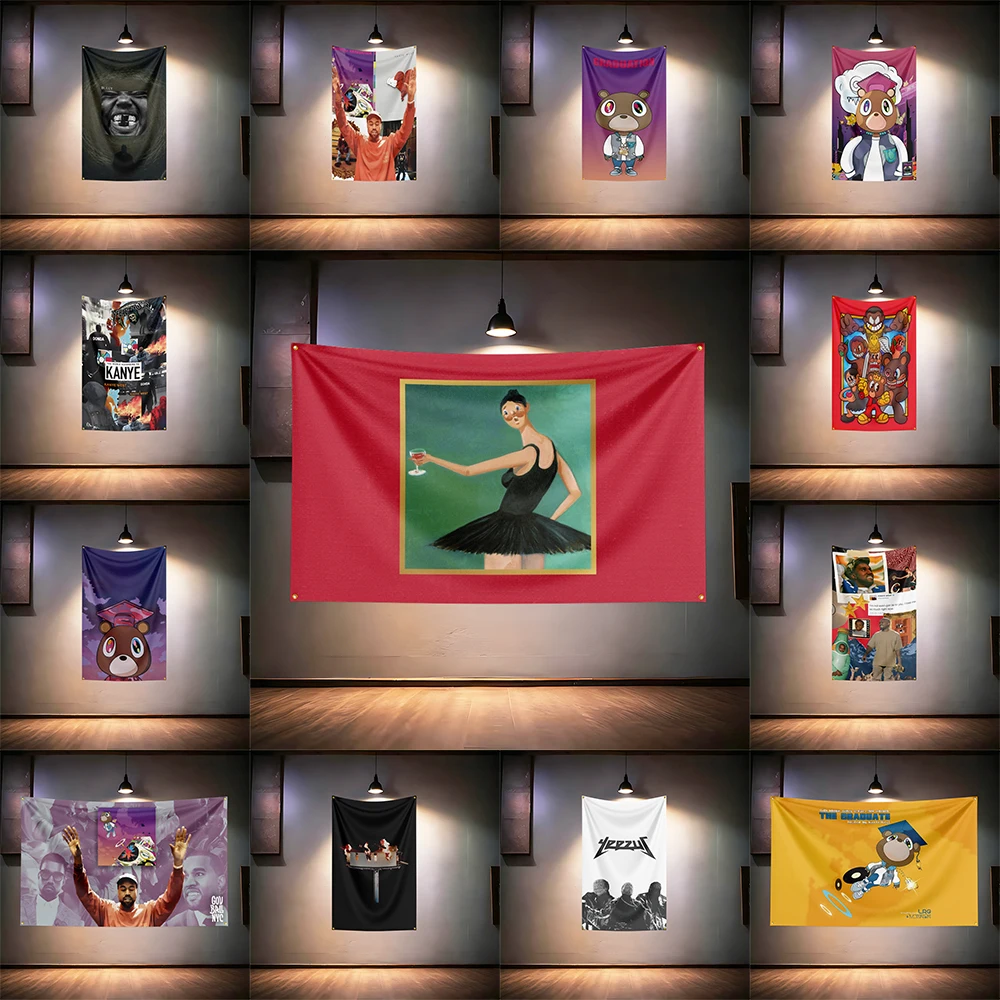 

Rock Music Flag 3x5ft for Kanye West Fans Banner HD Print Brass Grommet Garage Bedroom Living Room Dorm Wall Decor Tapestry