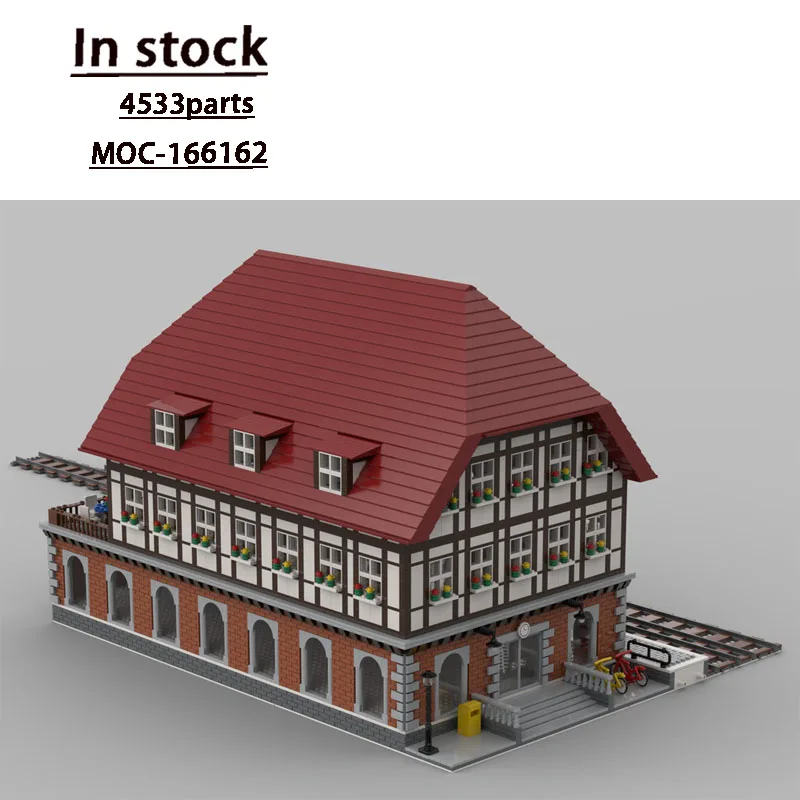 

MOC-166162 City Grand Train Station, уличная сцена, модель строительного блока, 4533 шт., игрушка на день рождения для мальчиков и детей, подарок