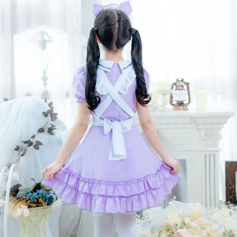 Amine purple Gothic e girl Lolita outfit pokojówka sukienka cosplay kostium dla dziewczynek kobieta kelner pokojówka kostiumy imprezowe js9994