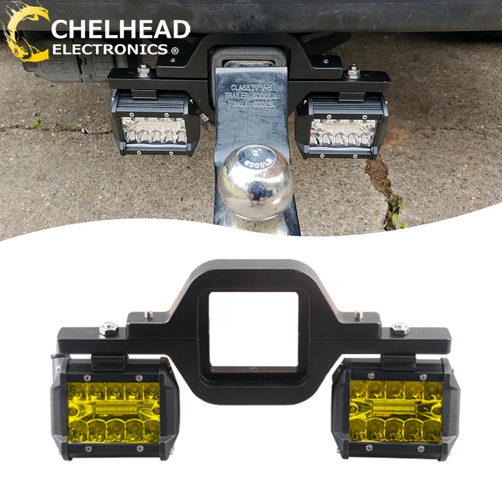 2.5 Inch Towing Hitch Led Light Mount Brackets with 4 Inch Bar Led Pods Work Light for Truck Trailer SUV ATV Pickup Off-Road