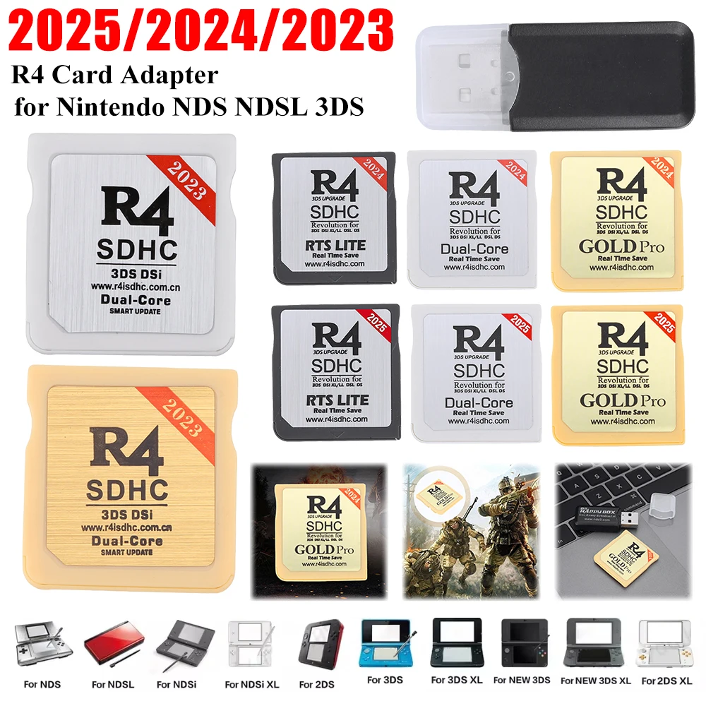 2025 R4 SDHC Adapter Secure Digital Memory Card Burning Card Game Card Flashcard For 3DS DSI XL/LL DSL DS RTS LIFE Game Com Card