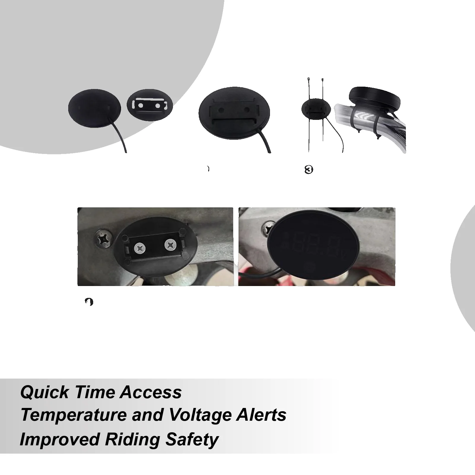 

Clock For Motorcycle Waterproof LED Display Motorbike Voltage Temperature Meter For Women Teens Cycling Enthusiasts Commuting