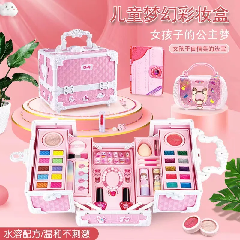 Kids Makeup Set Girl'S Toy Holiday Gift Kids Lipstick Eye Shadow Little Princess Makeup Box Makeup Tools Girl'S Birthday Gift