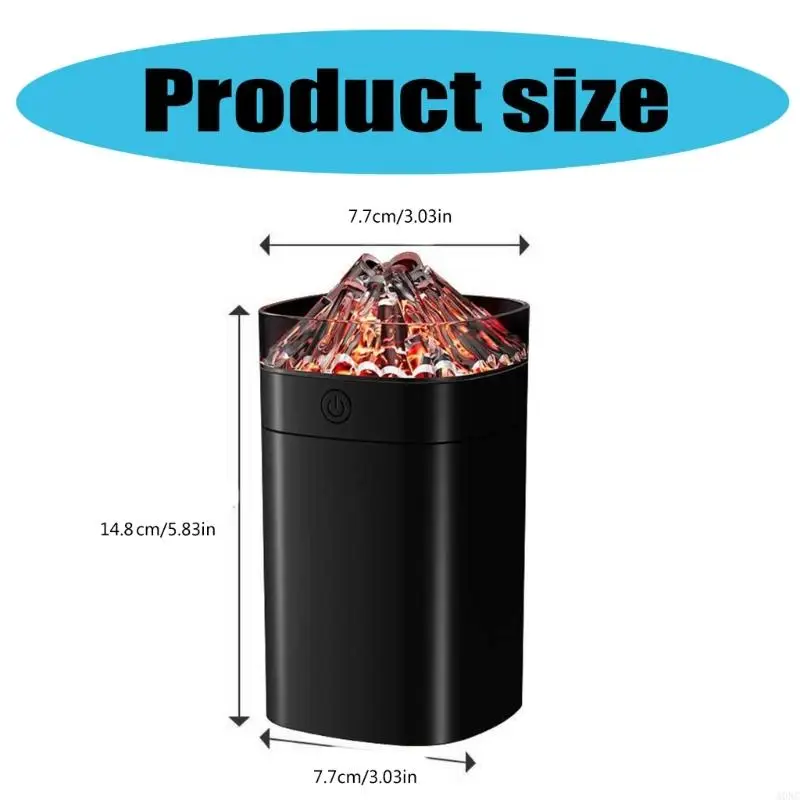 A0NC เครื่องฟอกอากาศแบบพกพาแบบพกพา 400 มล. รูปทรงภูเขาไฟเย็นขนาดเล็กรูปทรง Humidifier LED LED Night Light USB Desktop Humidifier