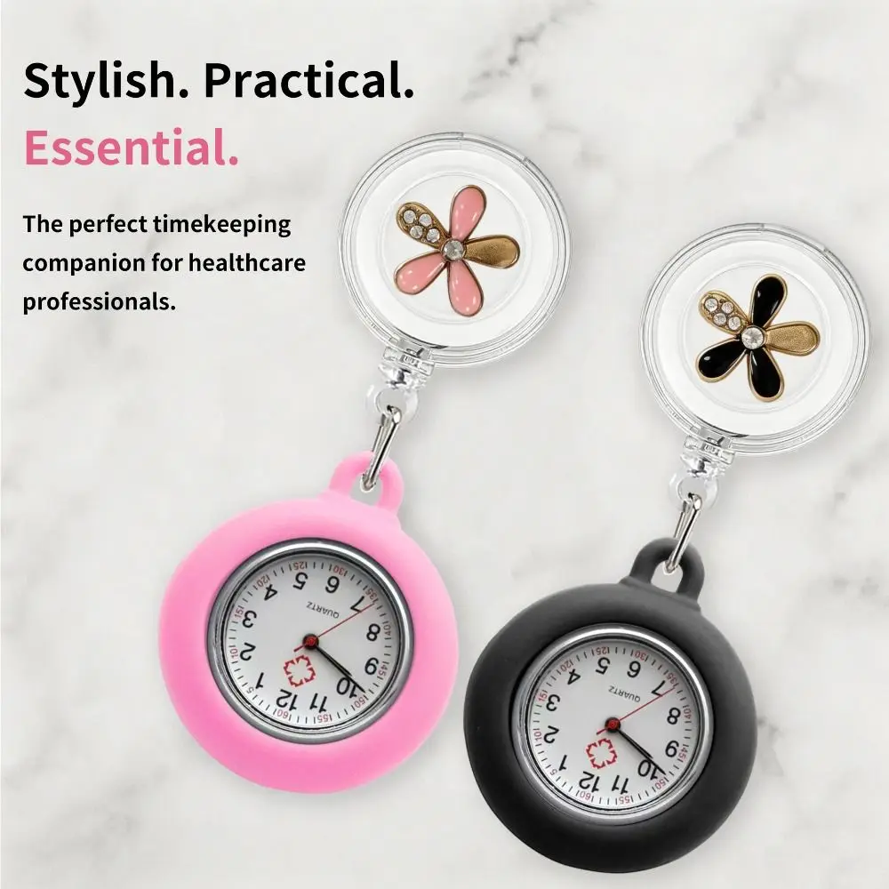 Retractable Badge Reel Retractable Nurse Watch Anti-Lost Decorative Pendant Retractable Pocket Watch Practical Fob Watch