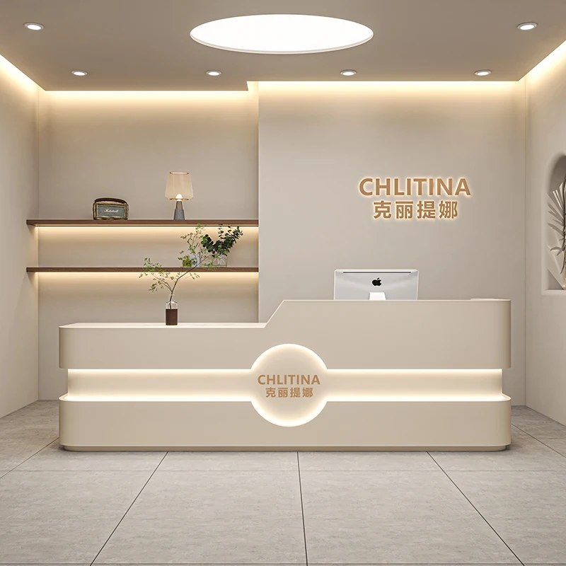 Supermarket Reception Desk Standing Checkout Executive Coffee Shop Luxury Reception Desk Beauty Mostrador Oficina Furniture HDH