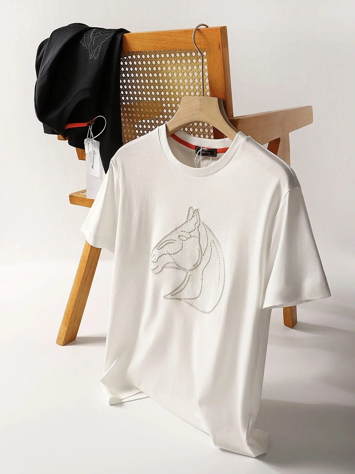 Cloud-Like Smooth 80-Thread Liquid Ammonia Island Cotton Silk Process Short-Sleeve Men's T-Shirt Trendy Standard Fit Summer Wear