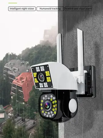 Neye 4K/8MP Wireless WiFi Camera 1080P Dual Lens Dual Screen Outdoor Home Head IP Camera CCTV Dual Lens Security Camera