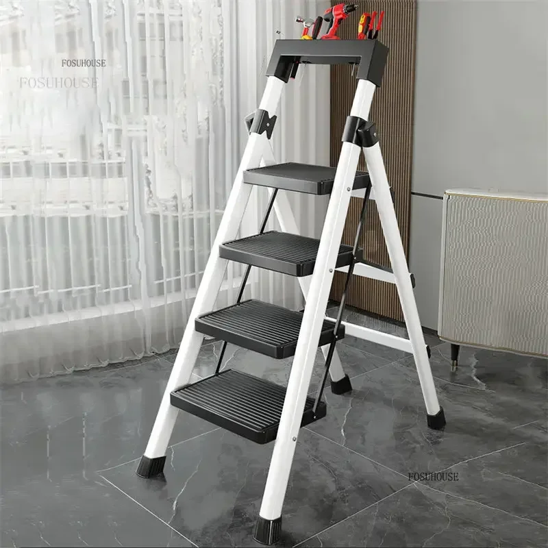 Indoor Carbon Steel Folding Ladder Home Furniture Herringbone Ladder Household Multifunctional Simple Portable Three-step Ladder