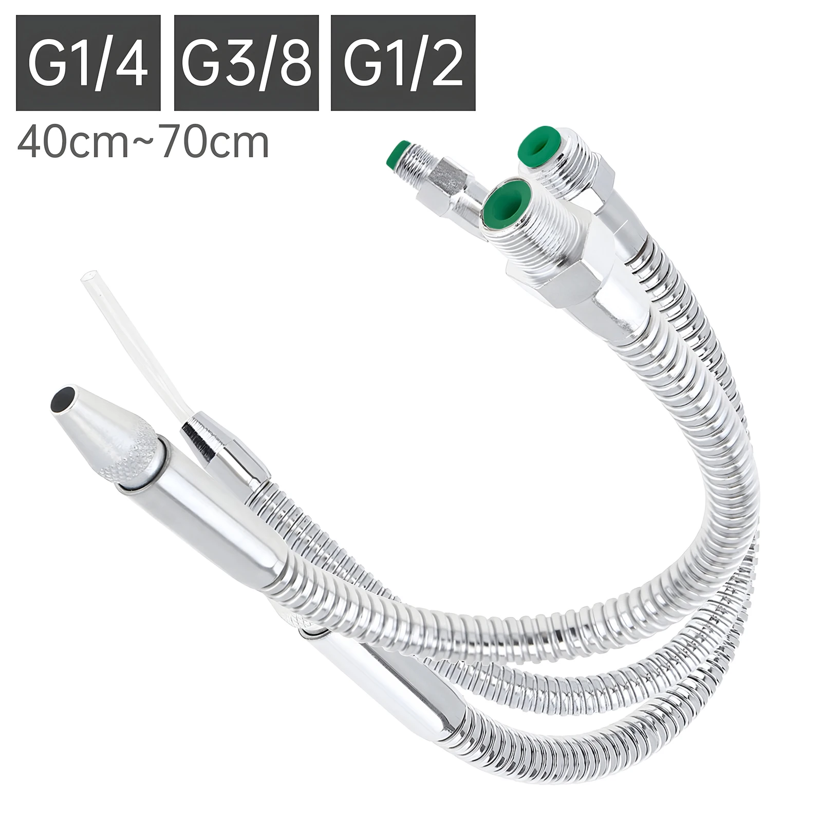 Tubo de enfriamiento G1/4 G3/8 G1/2 rosca macho tubo de enfriamiento de aceite de agua Flexible de Metal 400-700mm con boquilla de cabeza redonda para máquina CNC