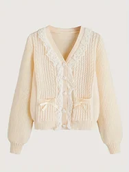 Casual fashion knitted button-up V-neck cardigan cardigan
