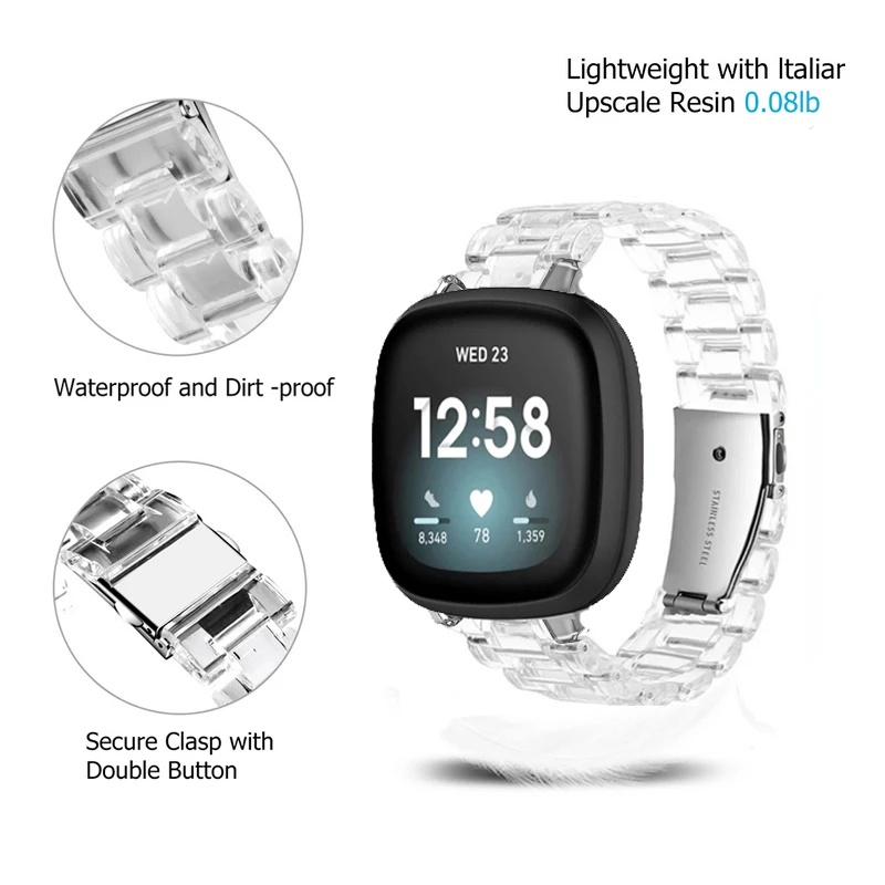 

Transparent Lightweight Resin Strap Band for Fitbit Versa 4 3 / Sense 2