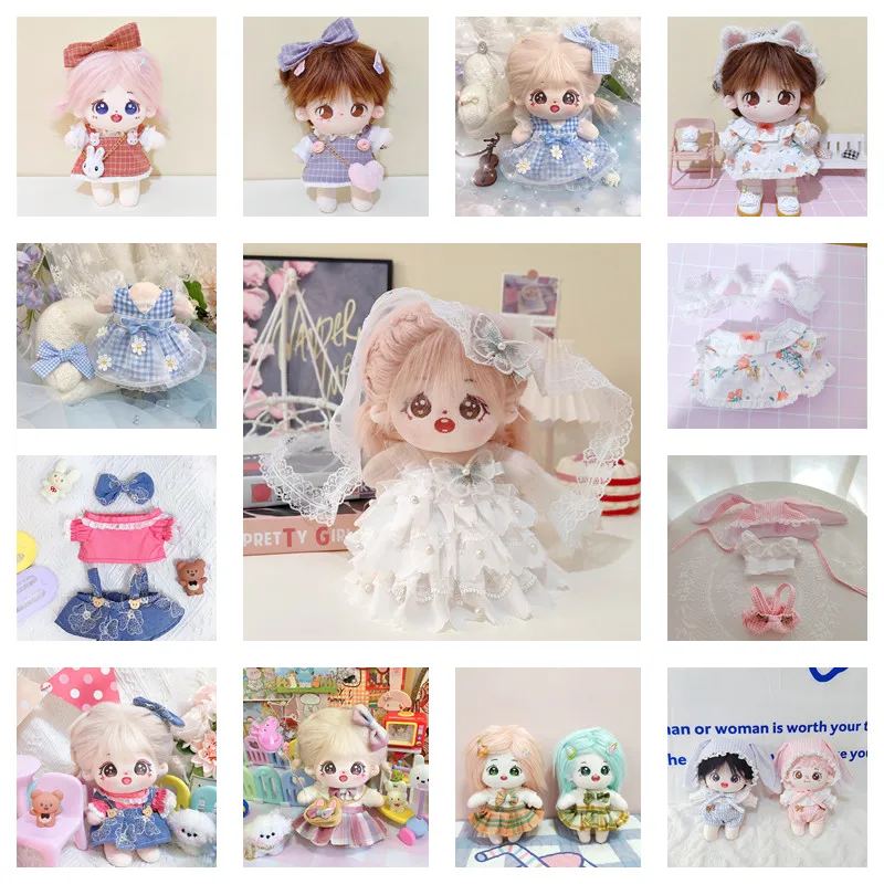 

White Wedding Dress Clothes For 20cm Cotton Dolls DIY Cosplay 20cm Doll Clothes Feather Wing Skirt