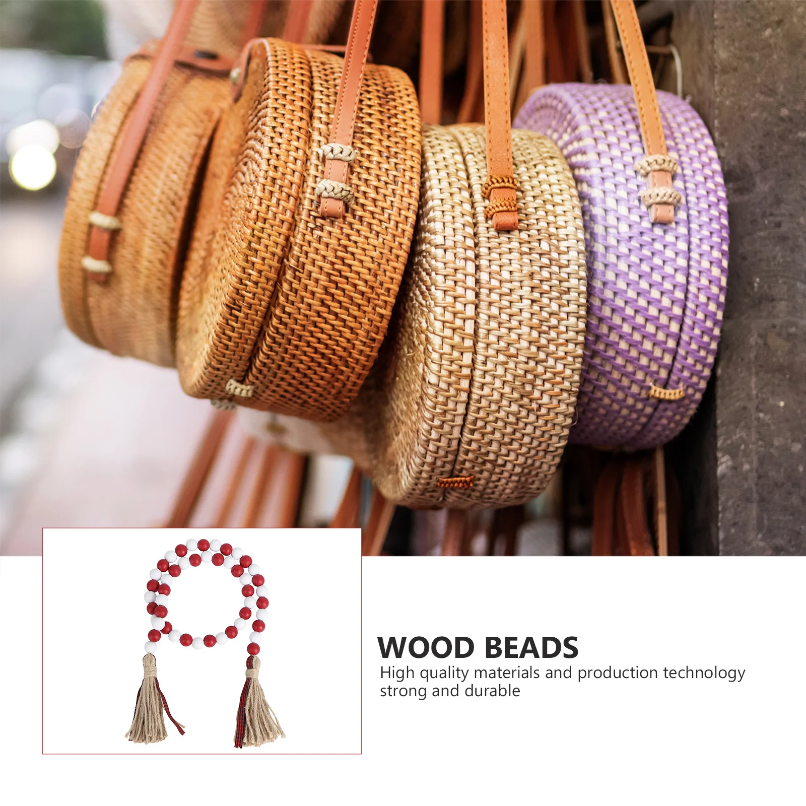 

Wooden Bead Hanging Tassel Ornament Home Wall Decor For Living Room Bedroom Closet Wooden Pendant Craft Wall Hanging Ornament