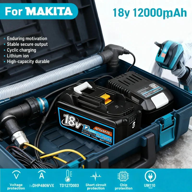 Genuin 💰12.0Ah 18V  Cycling charging Lithium-Ion for MAKITA Electric tool for DGA404 DDF487 DTW700C BL1860B BL1850B & More