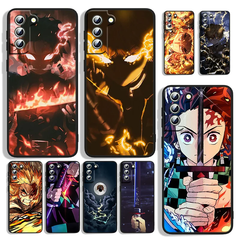 

Anime Demon Slayer Phone Case For Samsung Galaxy S22 S21 S20 FE Ultra S10e S10 S9 S8 S7 Lite Plus Edge Black Funda Cover