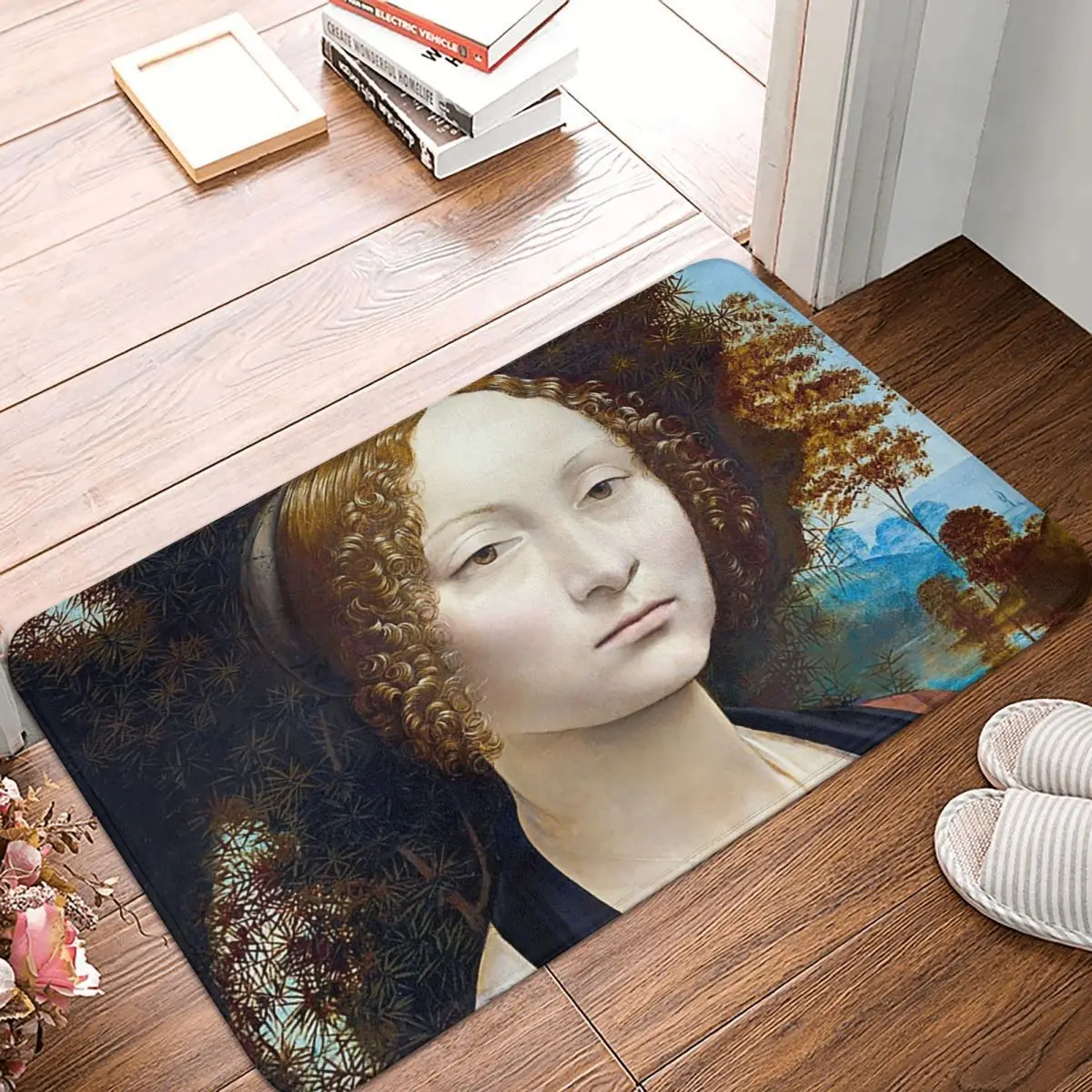 Ginevra De Benci 1478 Leonardo Da Vinci Non-slip Doormat Floor Mat Carpet Rug for Kitchen Entrance Home Bedroom Footpad Mats