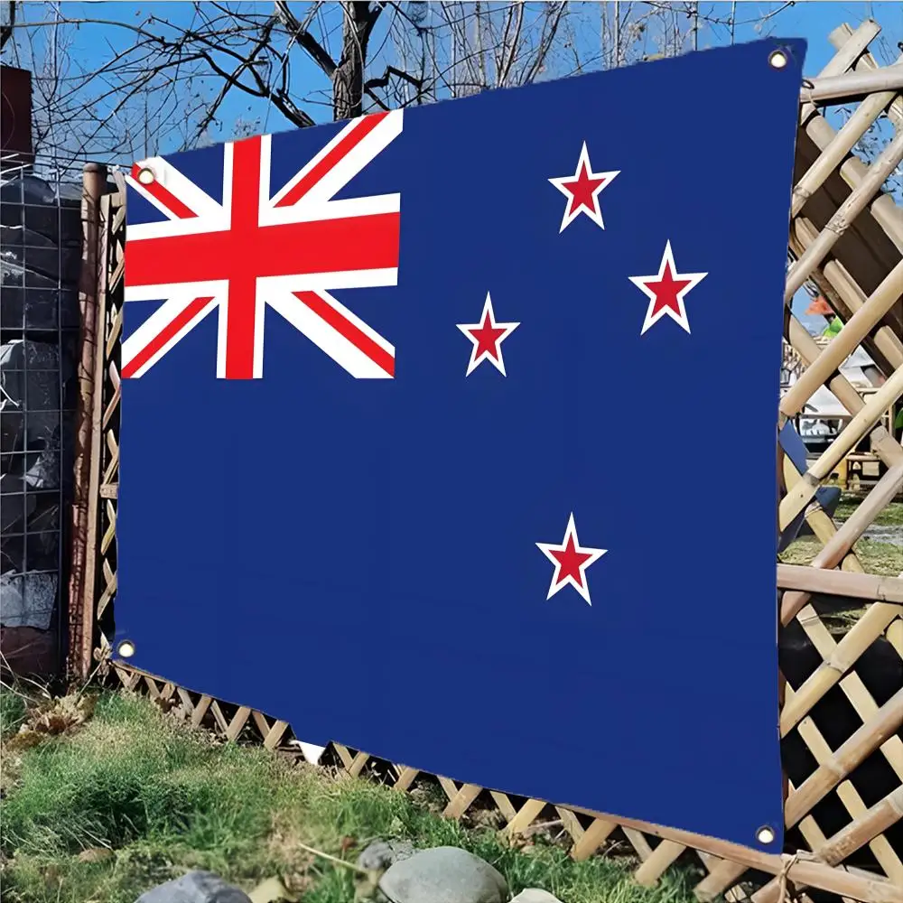 Flag of New Zealand Flags Daily four ring borderless design indoor outdoor decor easy hang install