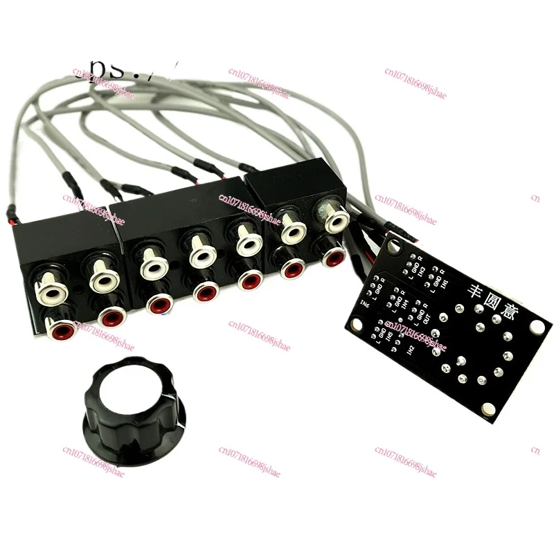 6-Channel Dual-channel Audio Signal Switcher Knob Switch Board with Sealed RCA Lotus Seat with Shielded Cable