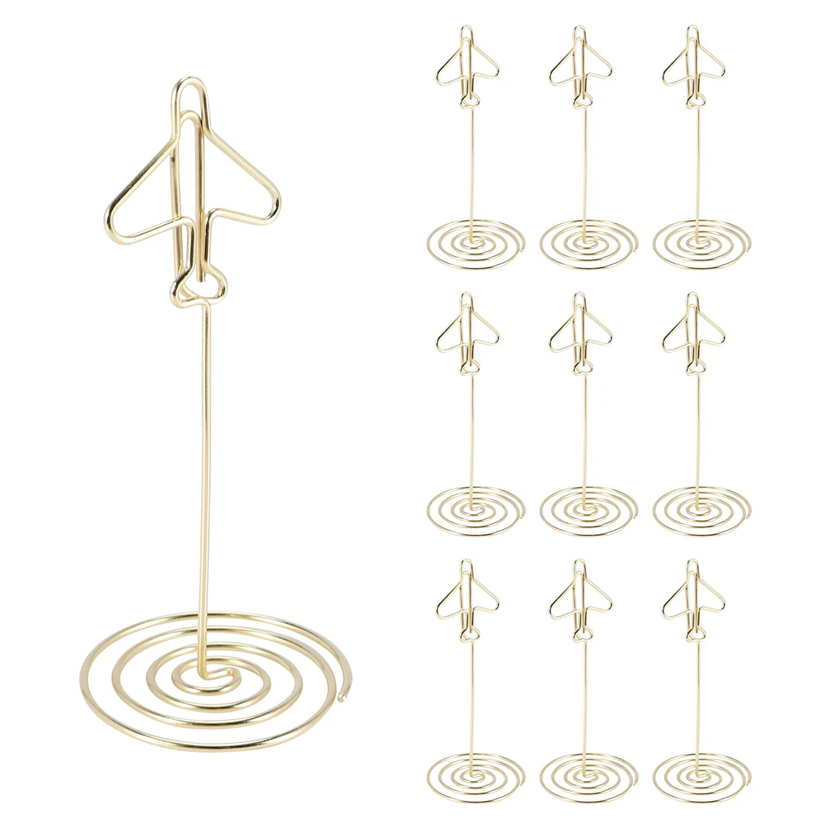 ใหม่ 10 ชิ้น Memo ผู้ถือคลิป, ตารางชื่อผู้ถือบัตรเดสก์ท็อปโลหะนามบัตร Photo Gold Plane กรอบฐาน