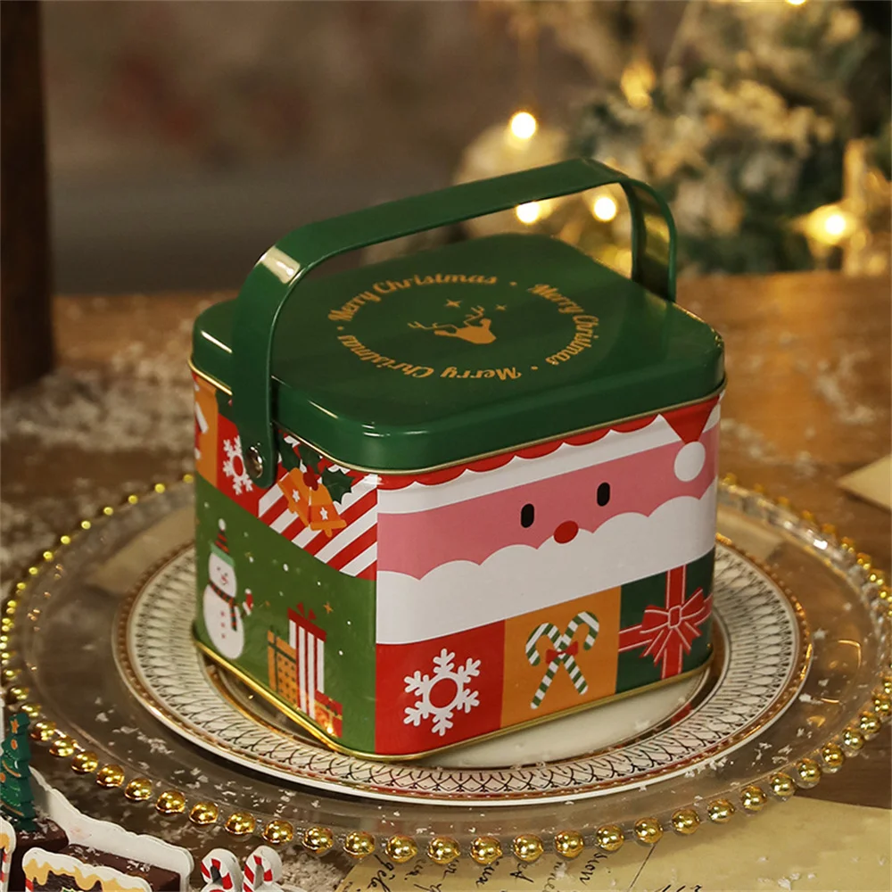 Große Kapazität Weihnachten Zinn Geschenk box Metall Candy Box quadratische Süßigkeiten Vorrats behälter für Urlaub Weihnachten liefert frohes neues Jahr – Detail 15