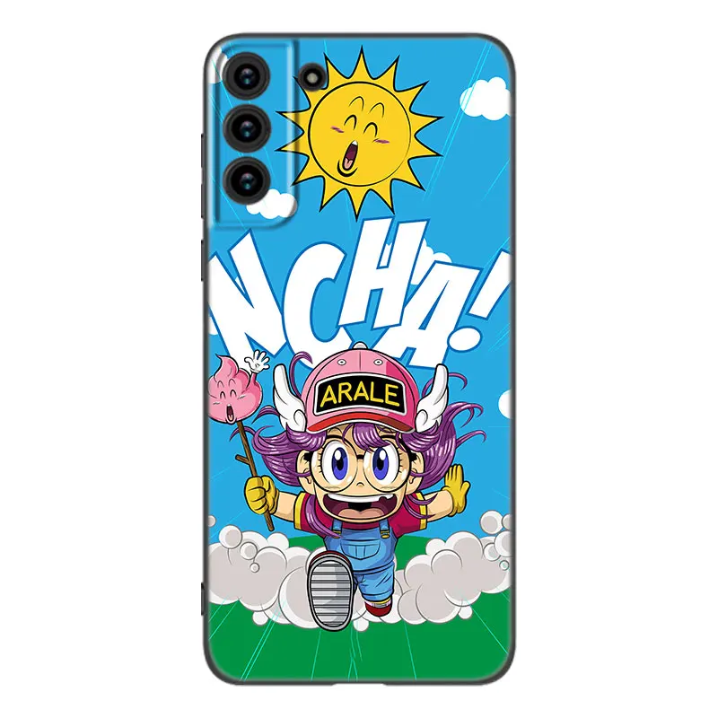 Dr Slump Arale Anime Black Silicone Phone Case For Samsung Galaxy S23 S21 S20 FE S24 S22 Ultra S10E S10 S9 S8 Plus