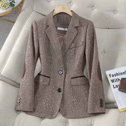 Spring Autumn Blazer Women 2025 New Fashion Paillette Long Sleeve Casual Office Slim Female Jacket Woman Suit Outerwear Tops